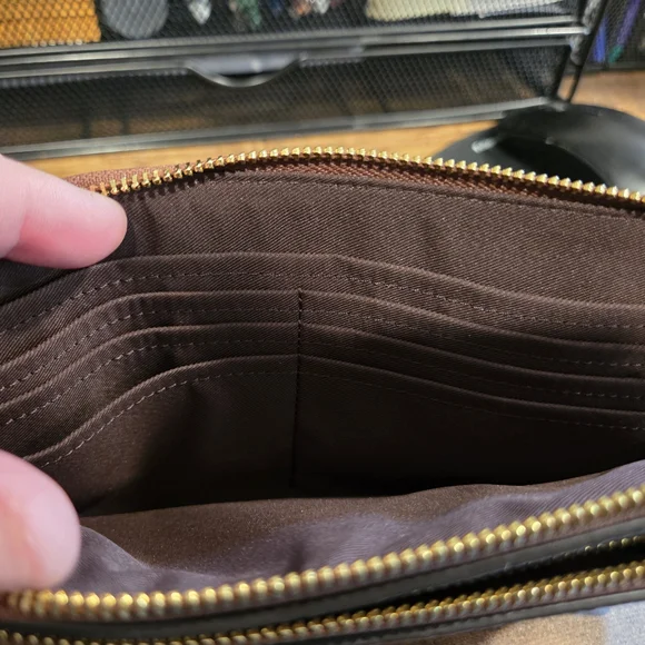 Coach Pebbled Leather Wristlet - Brown - Picture 4 of 9